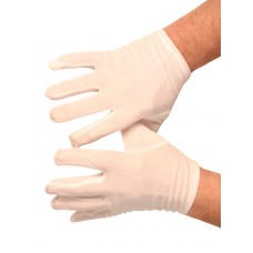 Short White Gloves with ribbed back