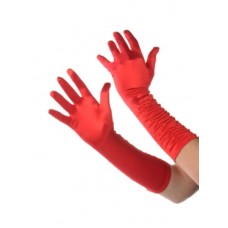 Red Ruffle Long Gloves