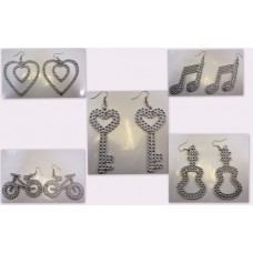5 pairs of earrings Music Silver Plastic