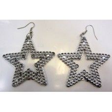 Star Shaped Earrings Silver with Clear s