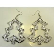 Trees Shaped Earrings Silver with Clears