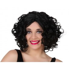 Wig Black Curly Mid Length