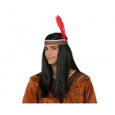 Wig Indian Man with Feathers