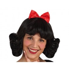 Wig Brown Mid Length with Red Bow