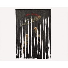 Halloween Curtain Black with Skeletons