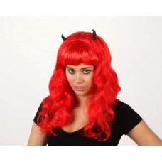 Wig Demon with Horns Red Hair