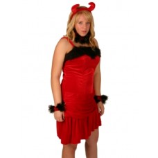 Devil red & Sexy Dress with Horns Large