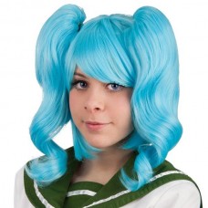 Wig with ponytails Blue Light