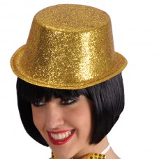 Hat Top Glitter Plastic 10cm Gold