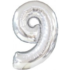 Balloon Foil - Number 9 Silver