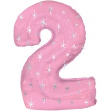 Balloon Foil - Number 2 Pink Sparkle