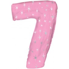 Balloon Foil - Number 7 Pink Sparkle