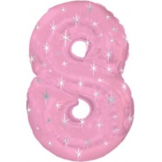 Balloon Foil - Number 8 Pink Sparkle