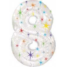 Balloon Foil - Number 8 Multi Sparkle