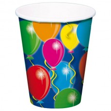 Balloon Design Party Cups 250ml pk 8