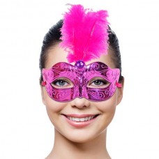 Mask Eye Venetian Magenta & Feathers