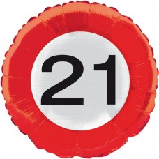 Balloon Traffic Sign 21st Birthday Foil