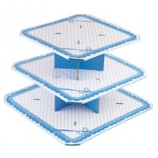 Cake Stand Dots Blue 3 Tiers Large