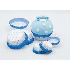 Cup Cake Cases Blue & White Small 3 x 2c