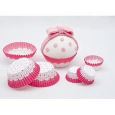 Cup Cake Cases Pink & White Small 3 x 2