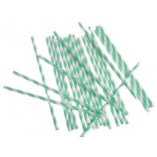 Straws Paper Striped Mint 24's