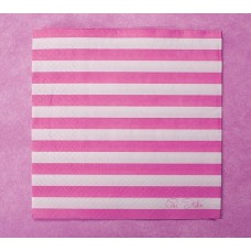 Napkins Stripe 3ply 33 x 33cm Pink
