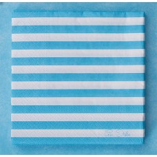 Napkins Stripe 3ply 33 x 33cm Blue