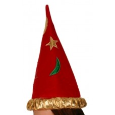 Hat Wizard Red with Gold Band & Col Patc