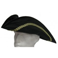 Hat Tricorn Silk with Gold Trim