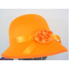 Hat Bonnet Satin for Lady 1920s Orange