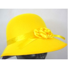 Hat Bonnet Satin for Lady 1920s Yellow