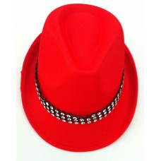 Hat Trilby Satin Red with Diamond 59cm