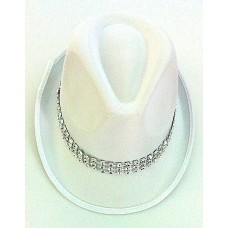 Hat Trilby Satin White with Diamond 59cm