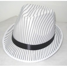 Hat Trilby Stripes White with Black