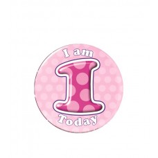 Happy Birthday Age 1 Badge - Girl 15cm