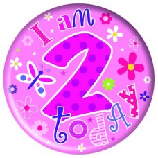 Happy Birthday Age 2 Badge Girl 15cm