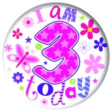 Happy Birthday Age 3 Badge Girl 15cm