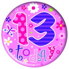 Happy Birthday age 13 Badge Girl 15cm