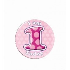 Happy Birthday Age 1 Badge - Girl 5cm