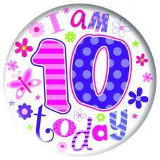 Happy Birthday Age 10 Badge Girl 5cm