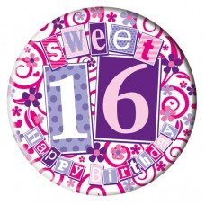 Happy Birthday Age 16 Badge Female 5cm