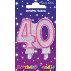 Candle Number 40 Pink Milestone  -