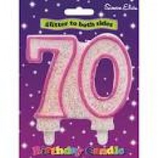 Candle Number 70 Pink Milestone  -