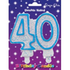 Candle Number 40 Blue Milestone  -