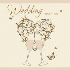 Thank You Card Wedding  Foil 6 pk
