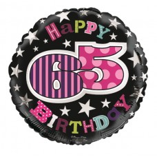 Balloon Foil Happy 65th Birthday Femal